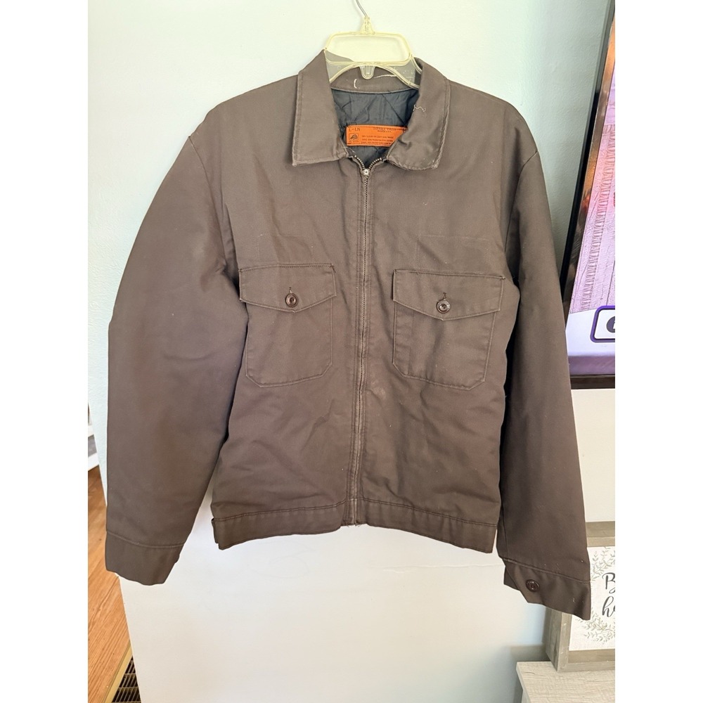Vintage Brown Red Kap Quilt-Lined Mechanics/Work Jacket Men's Large USA Made